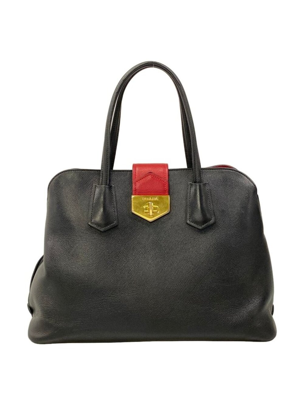 Prada Handbag Black Red Leather